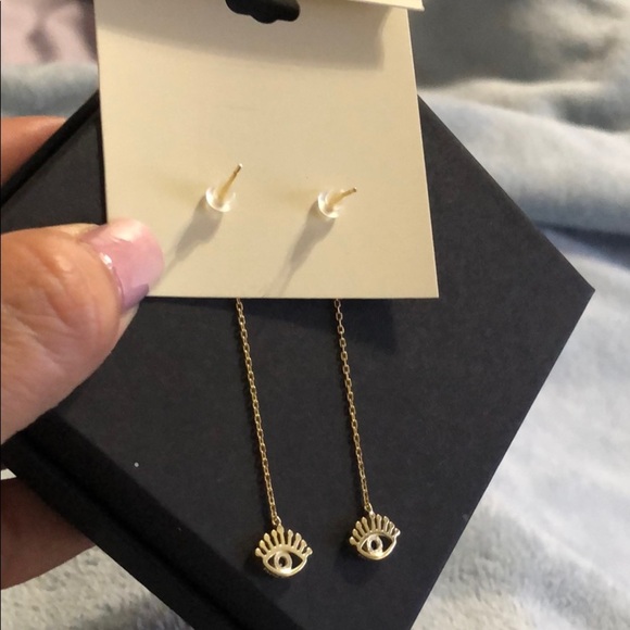 Mia Sarine Sterling Silver Evil Eye Earrings - Picture 3 of 3